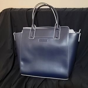 NWOT Vera Brady Navy Leather Tote Bag